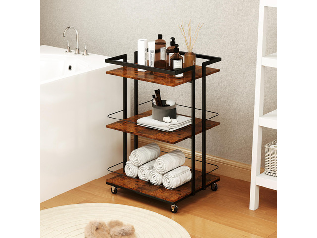 Multi-tier Salon Cart with Universal Wheels and Iron Rail