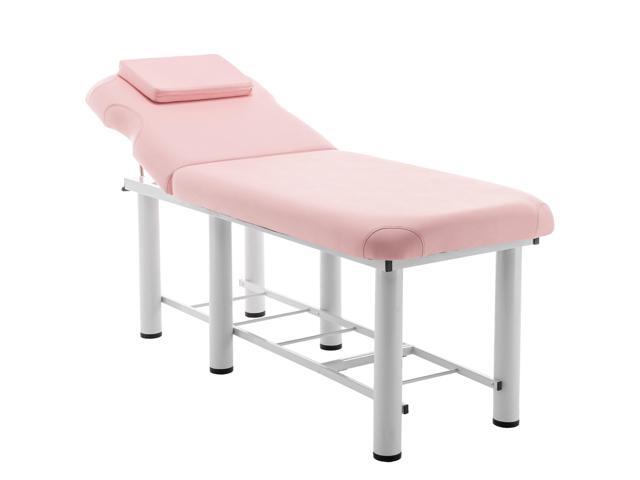 Professioanl Massage Table, Backrest Adjustable, Removable Headrest, Bottom Shelf Storage, Memory Foam Layer Salon Bed,White