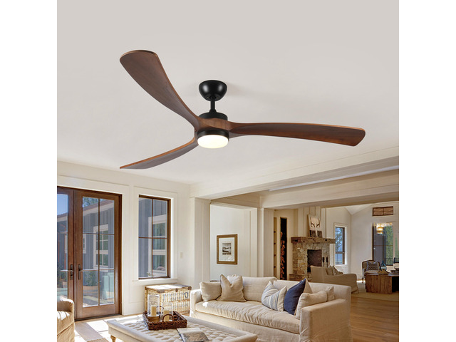 72 Inch Solid Wood Ceiling Fan with Lights and Remote Control Indoor Outdoor Ceiling Fan 3 Wooden Blades Modern Ceiling Fan for Porch Living Room...