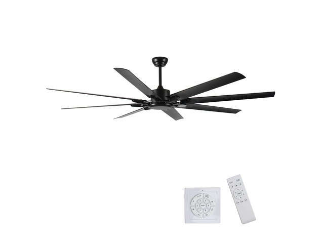 75 Inch Industrial DC Motor Ceiling Fan no light, Large Ceiling Fan with 8 Reversible Blades, 3 Downrods, 6-Speed Remote Control, Home or...