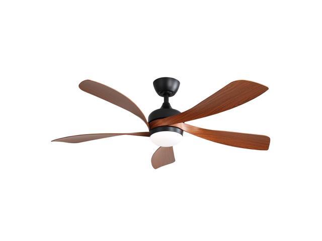52 Inch Indoor Ceiling Fan With 3 Color Dimmable 5 ABS Blades Remote Control Reversible DC Motor Black With Led Light
