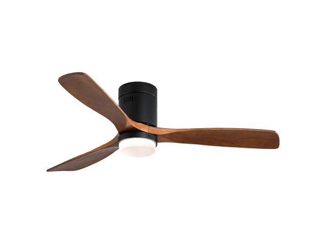 52 Inch Indoor Ceiling Fan With Lights 3 Solid Wood Fan Blade Noiseless Reversible Motor Remote Control With Light