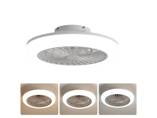 18 Inch Enclosed Ceiling Fan with Light and Remote, Flush Mount Bladeless Modern Low Profile Ceiling Fan for Bedroom Kitchen Dining Room