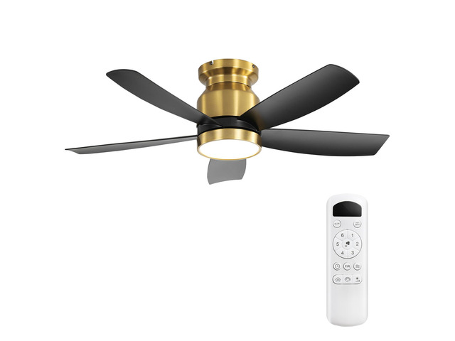 42 Inch Flush Mount Ceiling Fans with LED Light 22W and Remote Control 5 ABS Fan Blades for Indoor