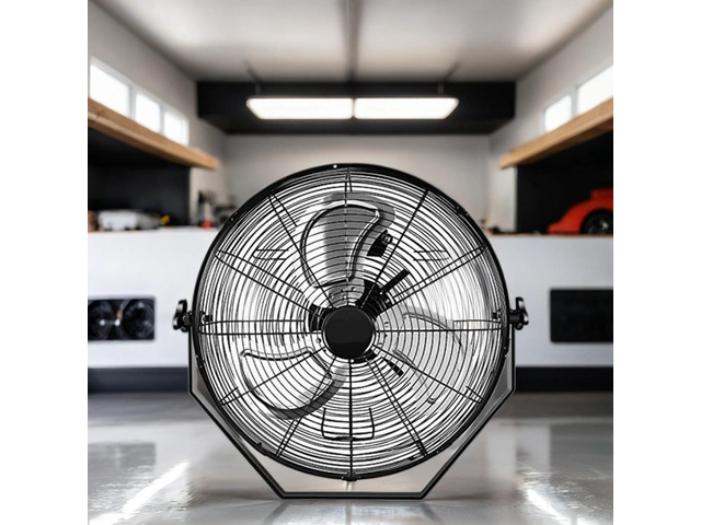 18 in. Black Industrial Wall Mount Fan 3-Speed Indoor/OutdoorCommercial Ventilation Metal High Velocity Fan