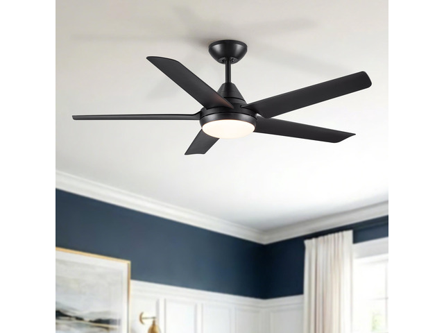 48' Ceiling Fan with Lights and Remote Control, Matte Black Modern Ceiling Fan, Reversible DC Motor, 6 Speeds, 3 CCT Dimmable LED, Quiet Timer for...