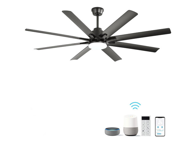 66 Inch Modern Ceiling Fan with Lights and Smart Remote Control 6 Speed Reversible Noiseless DC Motor for Indoor