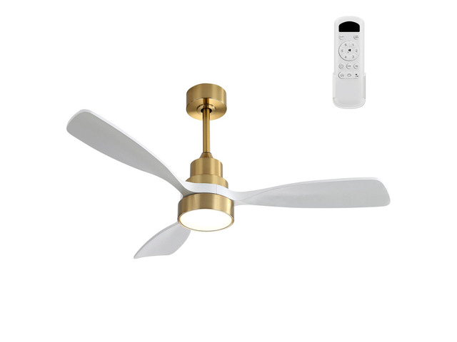 (Same as W882P195902) 48 Inch Wood Ceiling Fan With 3 Solid Wood Blades Remote Control Reversible DC Motor For Living Room