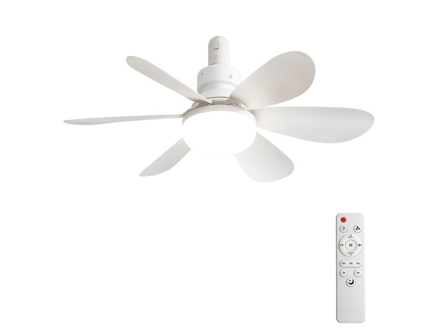 20-Inch Socket Fan Light Portable Ceiling Fan with Light and Remote, 3-Color Dimmable LED, Silent DC Motor, 2/4H Timer, Screw In Design for Small...