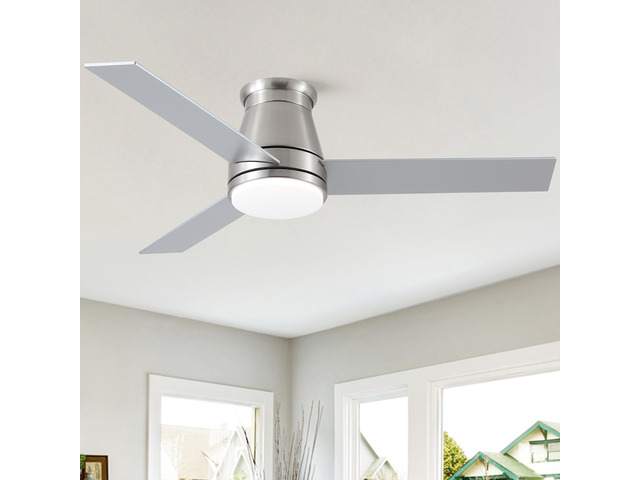 48' Bruched Nickel Lowe Profile Ceiling Fan with Light