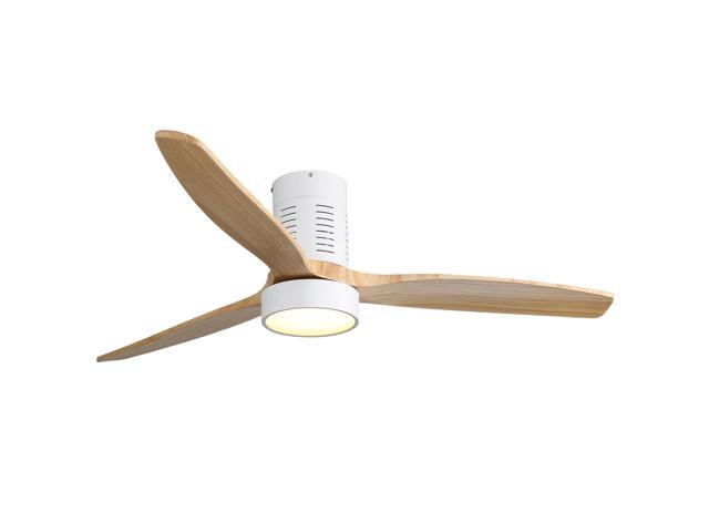 52 Inch Indoor Flush Mount Ceiling Fan with LED Light and Remote Control