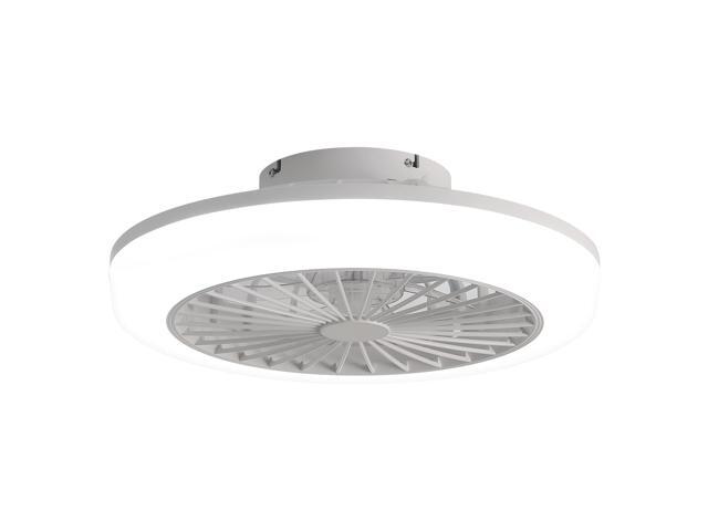 18 Inch Enclosed Ceiling Fan with Light and Remote, Flush Mount Bladeless Modern Low Profile Ceiling Fan for Bedroom Kitchen Dining Room