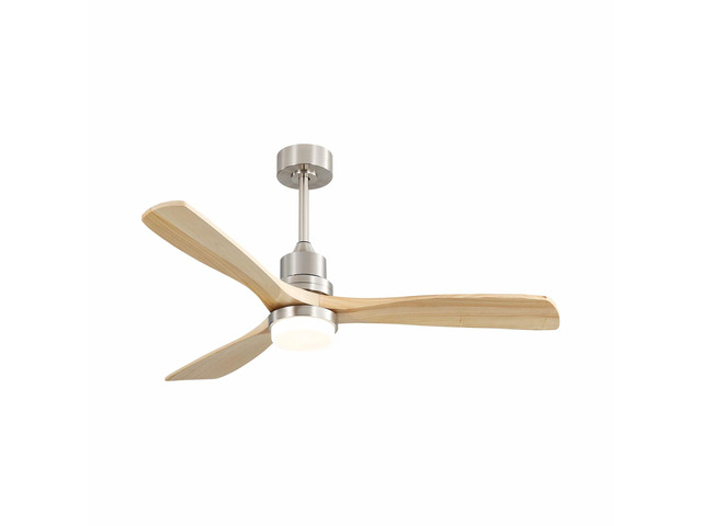 Indoor 52 Inch Ceiling Fan With Dimmable Led Light 6 Speed Remote 3 Wood Blade Reversible DC Motor For Bedroom
