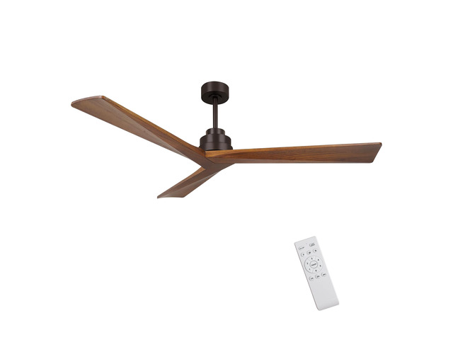 52' Wood Ceiling Fan NO light, 3 Reversible Blades, with 6 Speeds Reversible DC Motor,Low Profile Ceiling Fan with no light for Living Room...