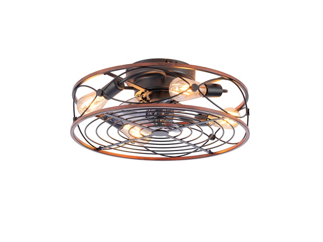 20'' Mounting Type Caged Ceiling Fan with Lights and Remote Control ,Reversible Motor, DC Remote Control,6 Speed Ceiling Fan,Timing Fan Lamp-NOT...