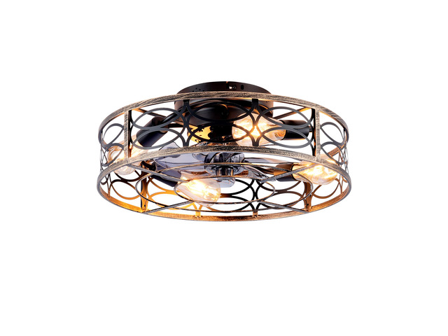 20' Low Profile Caged Ceiling Fans with Lights and Remote, Farmhouse Flush Mount Ceiling Fan with 6 Speeds Reversible Motor, for Kitchen,...