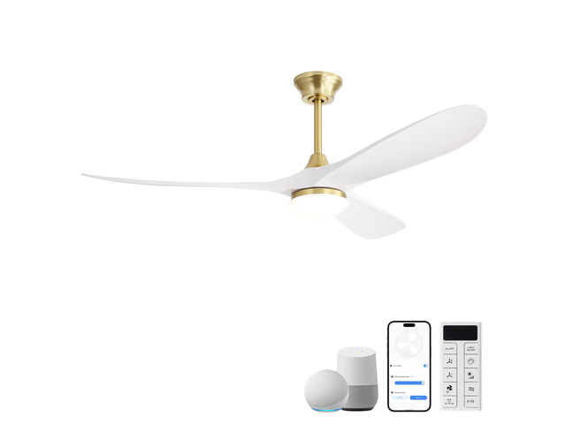 60-Inch Smart Ceiling Fan with Light, Smart App & Remote Control,DC Motor,1H/4H/8H Timer, Ideal for Large Spaces