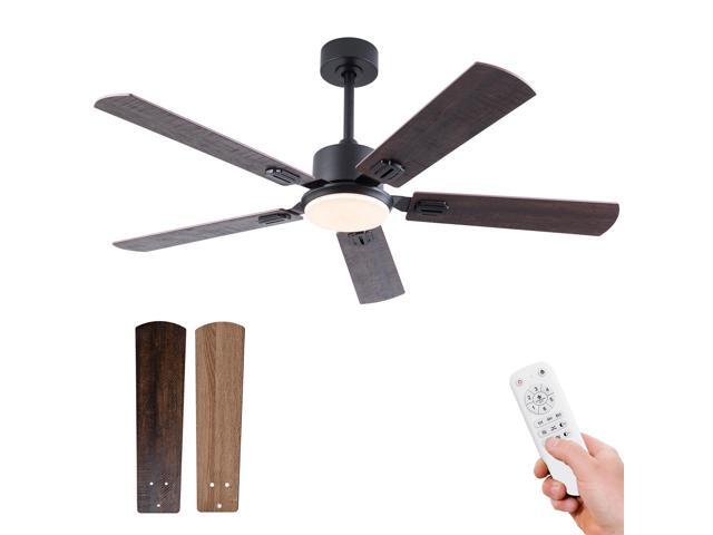 52 inch Black Ceiling Fans with Lights and Remote, Indoor/Outdoor Modern Ceiling Fan for Bedroom Living Room Patio, 6 Speed Reversible Quiet DC...