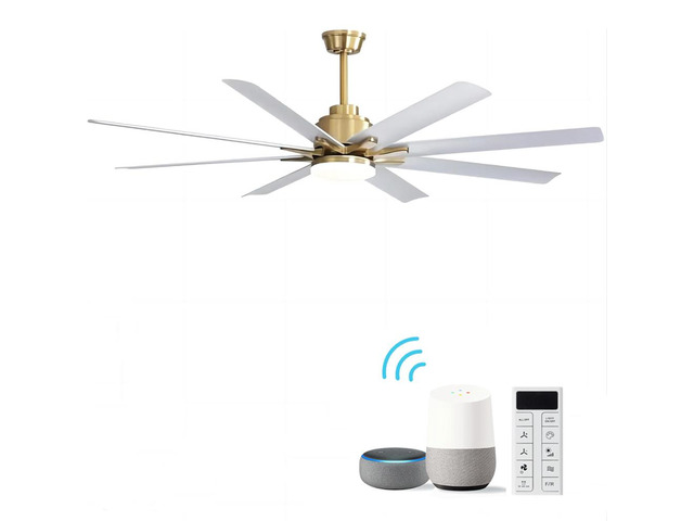 (same as W882P147244) 66 Inch Modern Smart Ceiling Fan With Dimmable Led Light 8 ABS Blades Remote Control Reversible DC Motor For Home Office