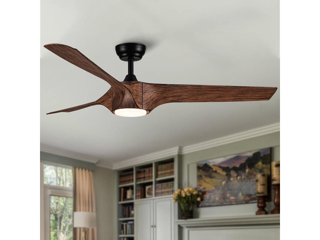 56 In. Intergrated LED Ceiling Fan with Brown Wood Grain ABS Blade