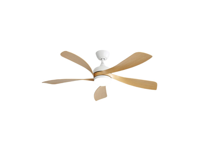 52 Inch Modern Led Ceiling Fan With 3 Color Dimmable 5 ABS Blades Remote Control Reversible DC Motor White For Bedroom