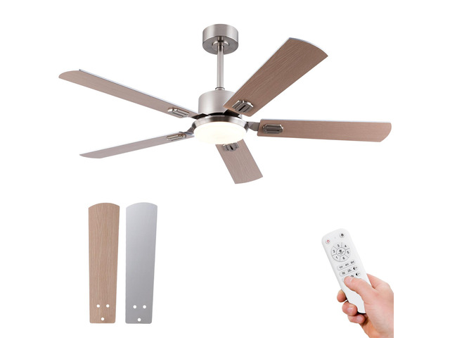 42-Inch Ceiling Fan with Light and Remote Control, Low Profile Modern Ceiling Fan with Light for Bedroom, 5 Blades, Dimmable LED Light, Reversible...