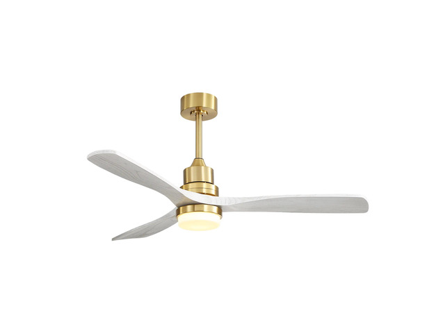 52 Inch Ceiling Fan With Dimmable Led Light 3 Solid Wood Blades Remote Control Reversible DC Motor For Living Room