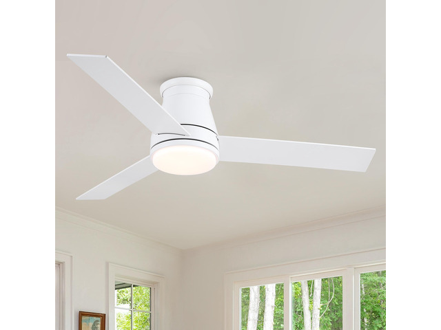 48' White Blades Lowe Profile Ceiling Fans with Light