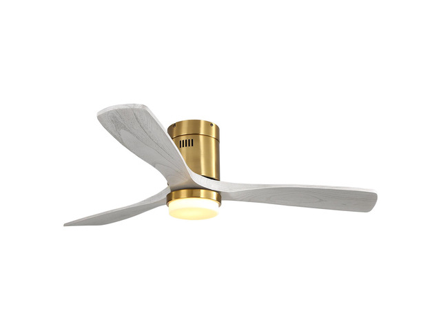 52 Inch Decorative LED Ceiling Fan With Dimmable LED Light 6 Speed Remote 3 Solid Wood Blades Reversible DC Motor For Living Room