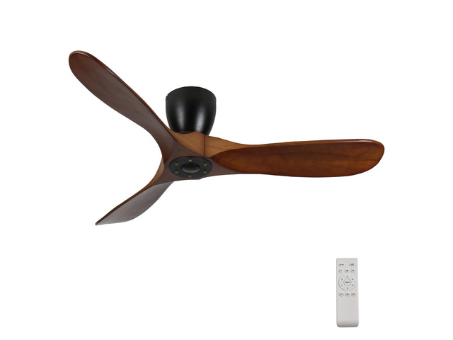 42-Inch Flush Mount Ceiling Fan Without Light, Solid Wood Blades, Reversible Quiet DC Motor, Remote Control with 6 Speeds & Timer, Energy Saving...