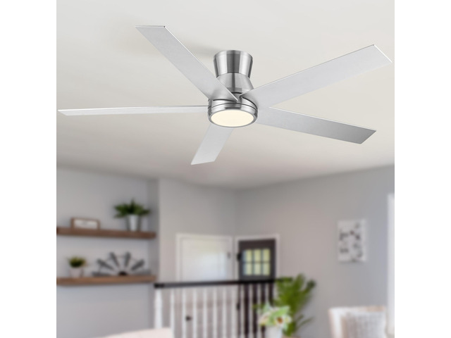 52' Brushed Nickel Lowe Profile Ceiling Fan with Light