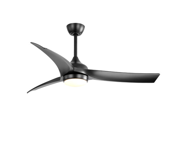 52 Inch Modern Black Ceiling Fan with 18W LED Light and Remote Control 3 ABS Blades DC Motor for Bedroom Living Room
