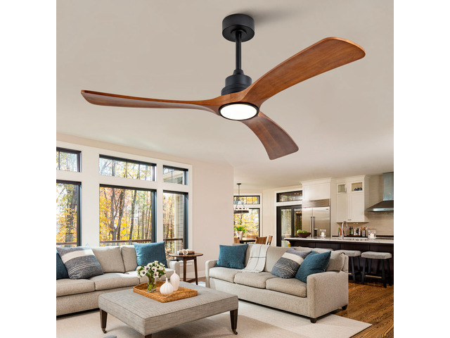 New Model 52 Inch Wood Ceiling Fan With 3 Solid Wood Blades Remote Control Reversible DC Motor For Living Room