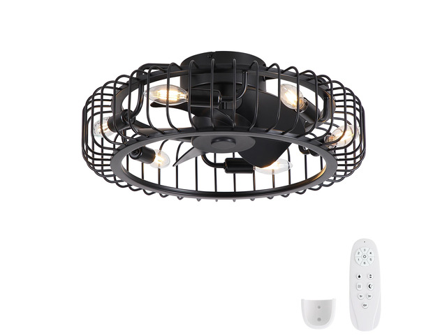 20 in. Indoor Black Low Profile Ceiling Fan with E12 Standard Light Bulb fixture, Bulb Not Included