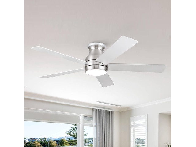 52' Low Profile Ceiling Fan in Brushed Nickel with Silver Blades