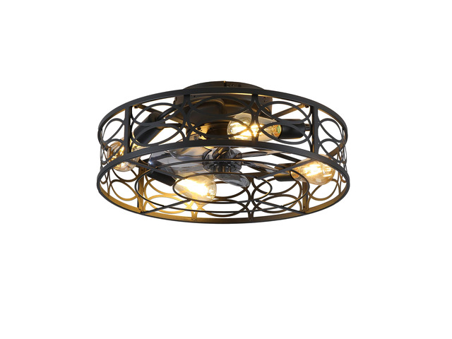 20' Low Profile Caged Ceiling Fans with Remote Control,6 Speed, Farmhouse Flush Mount Ceiling Fan with 6 Speeds Reversible Motor, for Kitchen,...