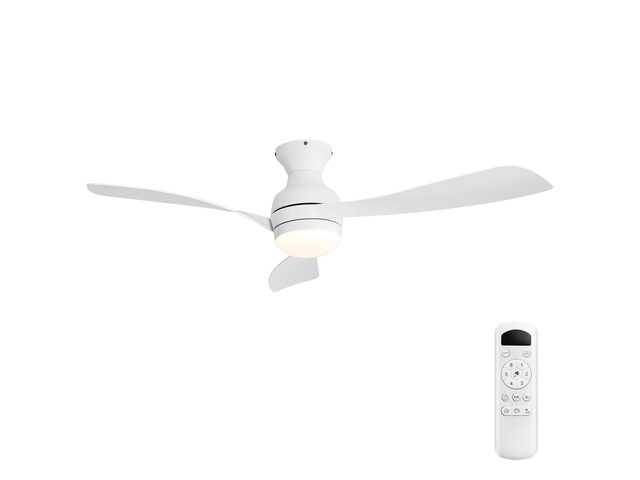 52' Low Profile Ceiling Fan with Lights, Quiet Reversible DC Motor, Dimmable LED, 5 White ABS Blades, Ideal for Bedroom Living Room