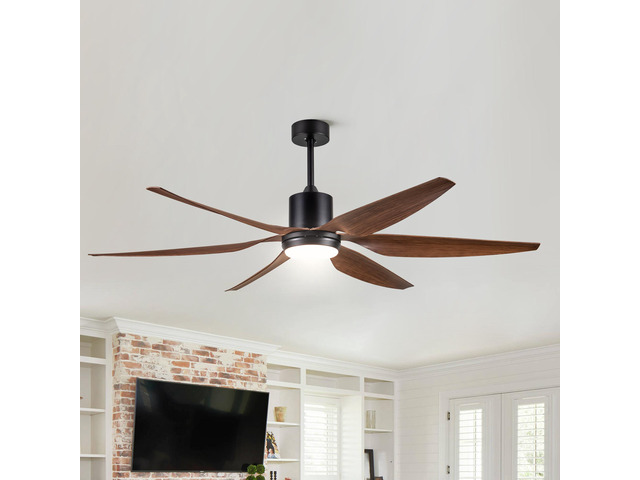 66' Vintage Ceiling Fan Lighting with Brown Blades in Integrated LED