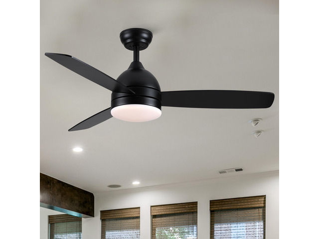 Smart 48 in. integrated LED Balck Ceiling Fan with Remote Contorl and Plywood Blades