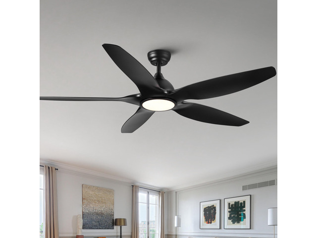 60 In Intergrated LED Ceiling Fan Lighting with Black ABS Blade
