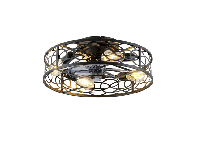 20' Caged Ceiling Fans with Lights and Remote, Bladeless Ceiling Fan 6 Speed Reversible with Remote Control,Flush Mount Caged Ceiling Fan for...
