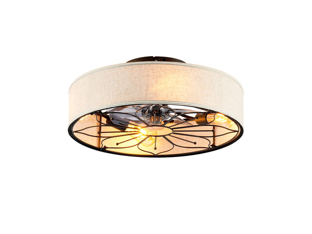 20' Lotus Design Fabric Farmhouse Bladeless Ceiling fan With Remote Control For Living room, Bedroom,Kitchen-NOT INCLUDED BULBS