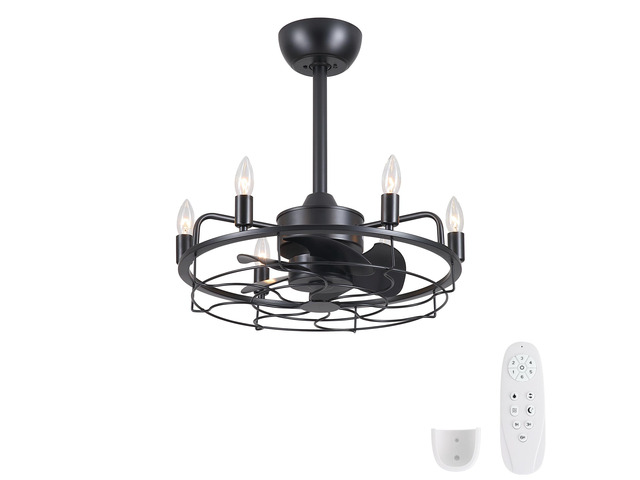 20 in. Indoor Black Downrod Mounted Ceiling Fan with E12 Standard Light Bulb fixture, Bulb Not Included