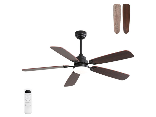 (same as W882P146287)52 Inch Classics Ceiling Fan with Led Light 6 Speed Wind 5 Blades Remote Control DC Motor For Indoor