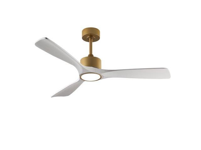 52 Inch 3 Rod Solid Wood Ceiling Fan With Light Kit Dimmable LED, DC 6 Speed,Remote Control Ceiling Fan for Patio Living Room, Bedroom,...