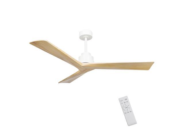 52' Wood Ceiling Fan NO light, 3 Reversible Blades, with 6 Speeds Reversible DC Motor,Low Profile Ceiling Fan with no light for Living Room Kitchen...