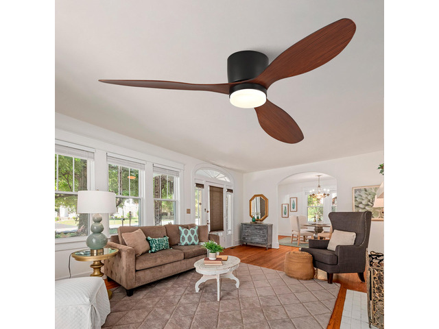 52 Inch Ceiling Fans with Lights, Flush Mount Low Profile, 3 ABS Blades Ceiling Fan with Light and Remote, 6-Speed, Reversible DC Motor, Noiseless,...