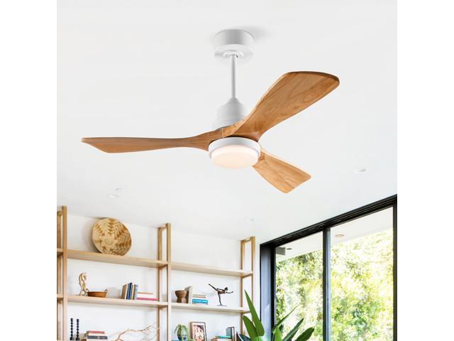 Hot sales 42 Inch Modern Ceiling Fan With 3 Color Dimmable 3 Solide Wood Blades Remote Control Reversible DC Motor With Led Light