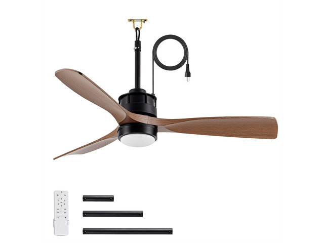 42' ABS Blades Outdoor Ceiling Fan with LED Light Remote Control,Quiet DC Motor 6 Speed Levels,Adjust Height( 3 PCS Rod) Reversible Ceiling Fan,...