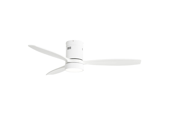 52 Inch Flush Mount Solid Wood Ceiling Fan With 6 Speed Remote Control Reversible DC Motor For Home